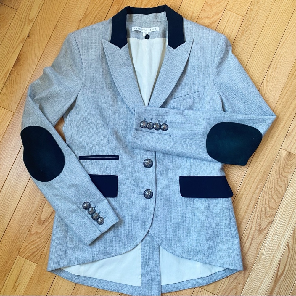 Veronica Beard Grey Herringbone Dickey Jacket